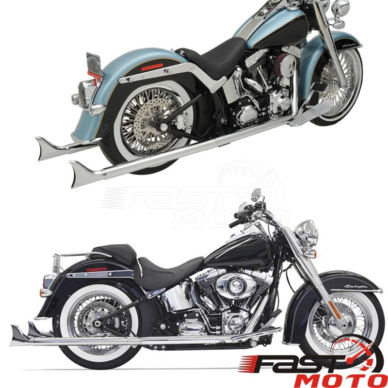 Motorcycle Fishtail Exhaust Muffler For Harley Softail Deluxe EFI FLSTNI Deuce FXSTDI Heritage Classic Engine Exhaust System