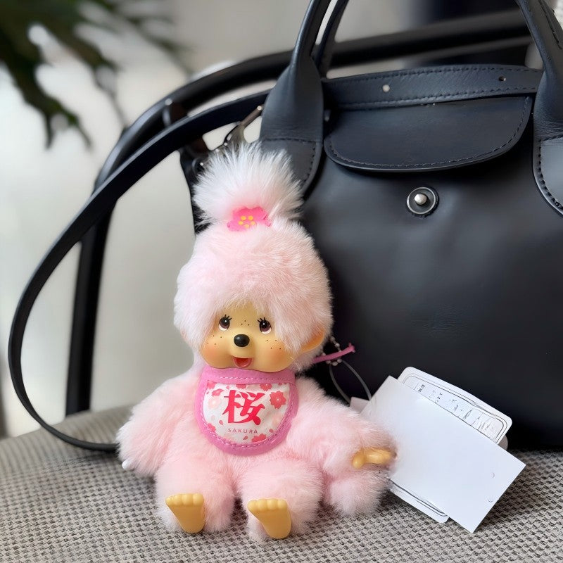 Kawaii Monchichi Doll Figure Keychain Furry Chimutan Monchhichi Figurines Hanger Pendant Bags Charm Accessories Small Gift