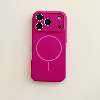 Capa de Silicone Magnética de Carregamento Sem Fio MagSafe de Cor Sólida para iPhone 17 Pro Max/17/17 Pro Capa Traseira Protetora