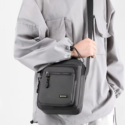 Men Multi-layer Shoulder Bag Fashionable Casual Lightweight Nylon Crossbody Bag for Daily Outing Commuting Small Handbag