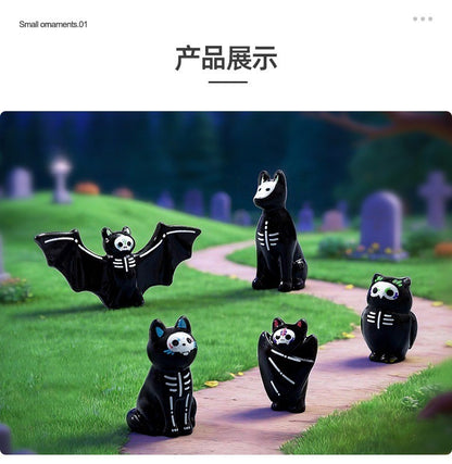 10-100pcs Halloween Mini Funny Ghost Owl Bat Figurine Desktop Decoration DIY Accessories Resin Micro Landscape Home Decorations