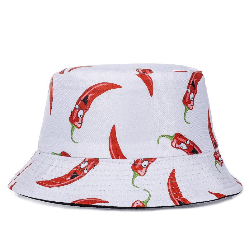 Chapéu Bucket Unissex Quente de Verão com Estampa de Frutas, Dupla Face, Chapéu de Sol Feminino, Chapéu Panama Clássico Masculino