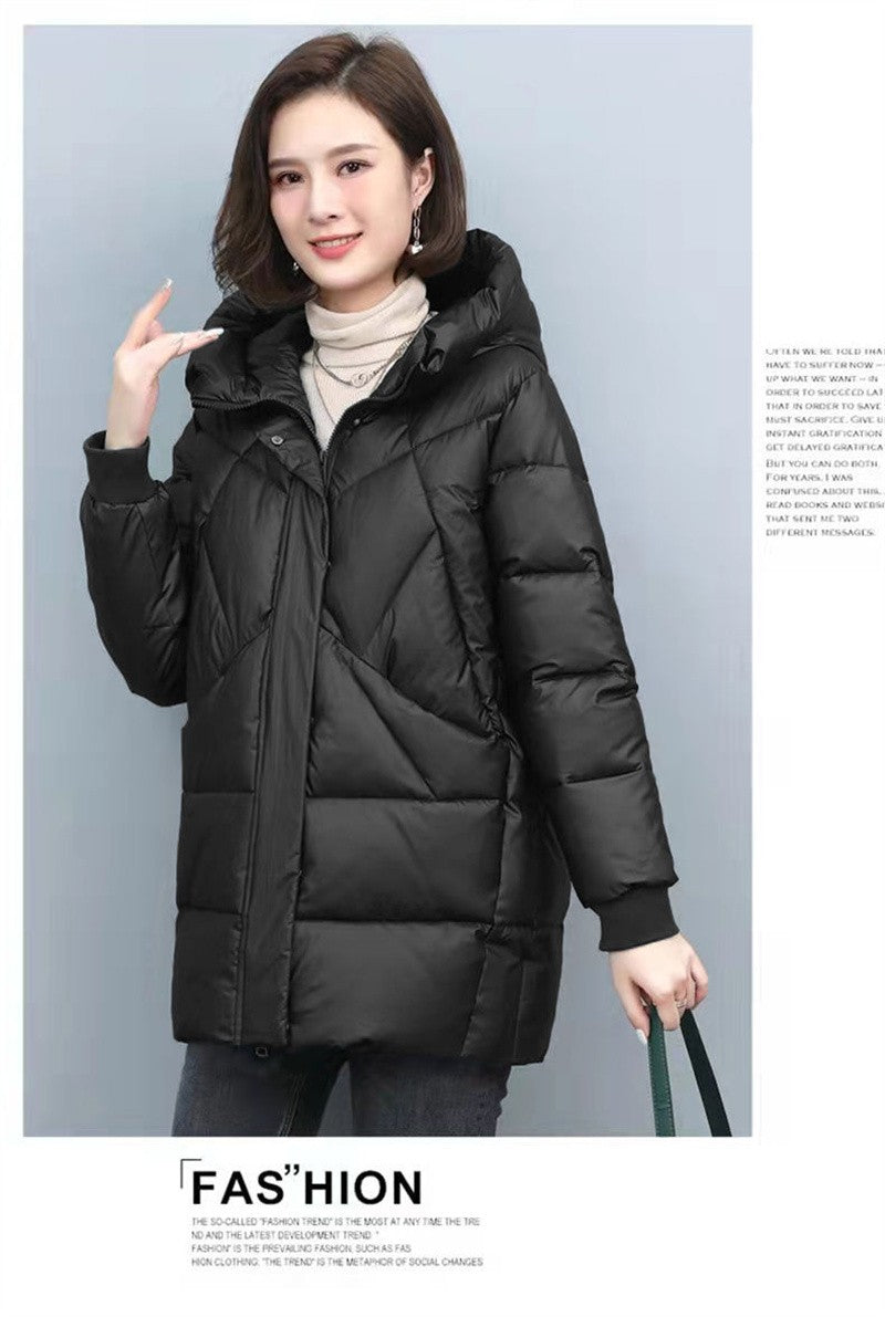 2023 Hooded Cotton Coat Women's Mid-Length Winter Jackets Elegant Mother's Parkas Padded Jacket Thick Down Padded Jacket Vintage