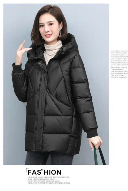 2023 Hooded Cotton Coat Women's Mid-Length Winter Jackets Elegant Mother's Parkas Padded Jacket Thick Down Padded Jacket Vintage