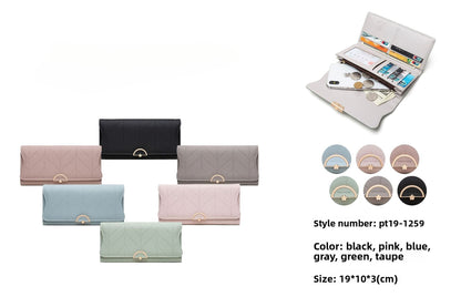 PU Fashion Long Women's Wallet Fashion Buckle New Handbag Large Capacity Fresh Wallet Wallet