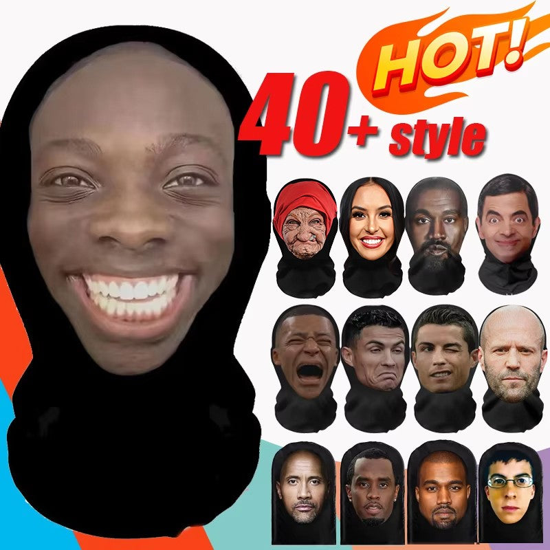 Cosplay 3D Printed Mask Stretch Mesh Full Face Mask Men and Women Role Play Headdress Hip Hop Fashion Balaclava Headdress