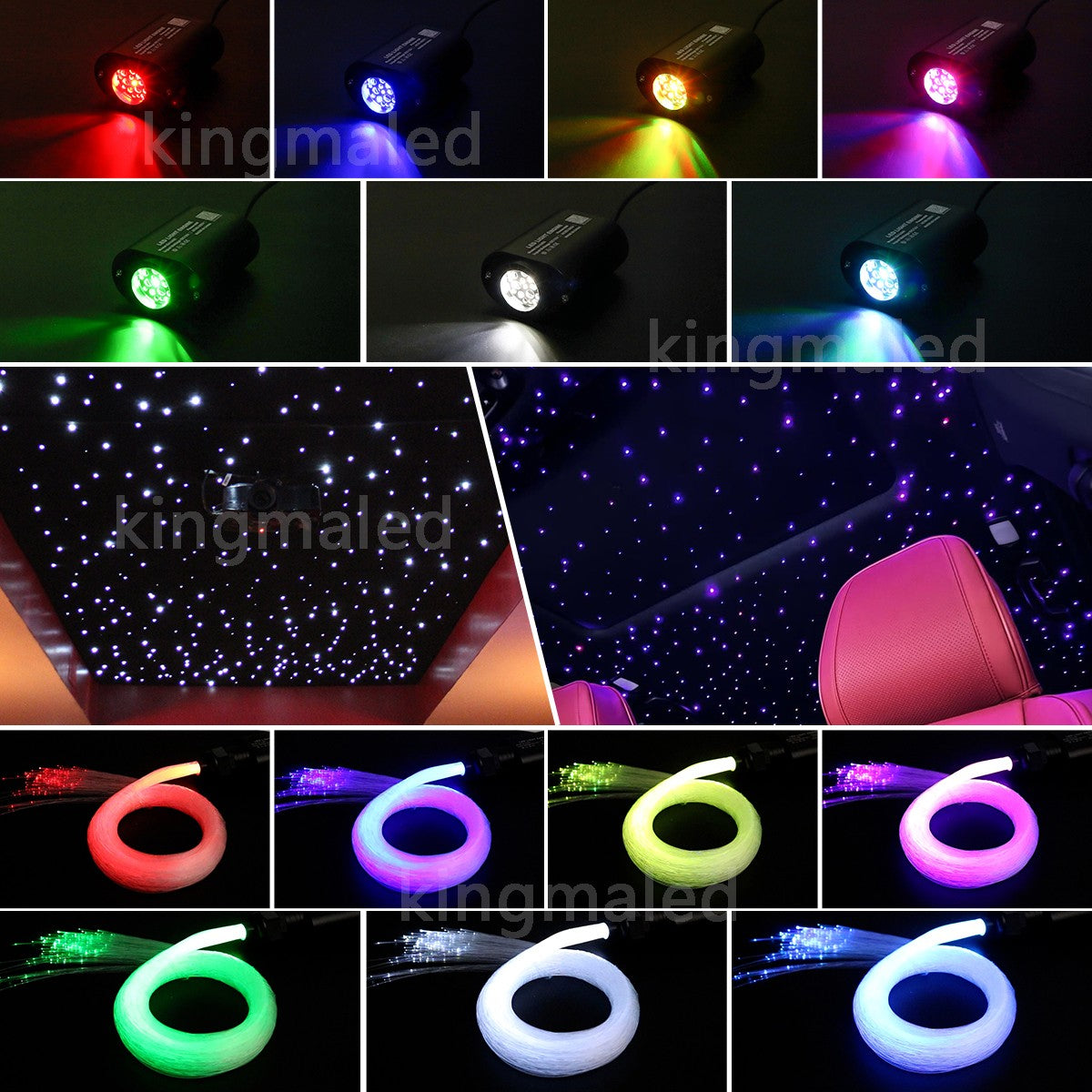 Mini 6W Twinkle  Fiber Optic Star Ceiling Light Kit RGBW APP Control Car Star Light Roof  for Starry Sky Fiber Optic Ceiling
