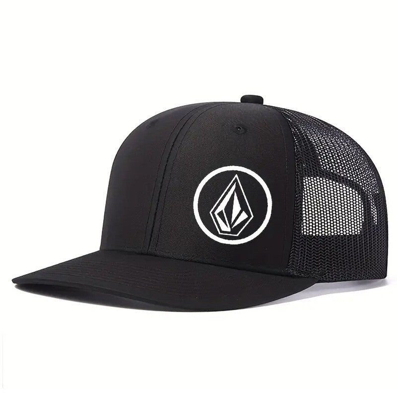 Boné de beisebol estampado com símbolo simples ligeiramente curvado masculino e feminino para eventos esportivos ao ar livre, boné de pato, chapéu de motorista de caminhão americano