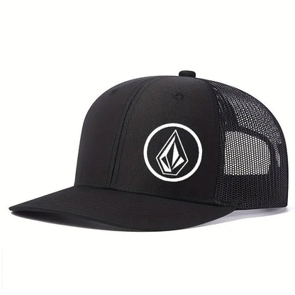 Boné de beisebol estampado com símbolo simples ligeiramente curvado masculino e feminino para eventos esportivos ao ar livre, boné de pato, chapéu de motorista de caminhão americano