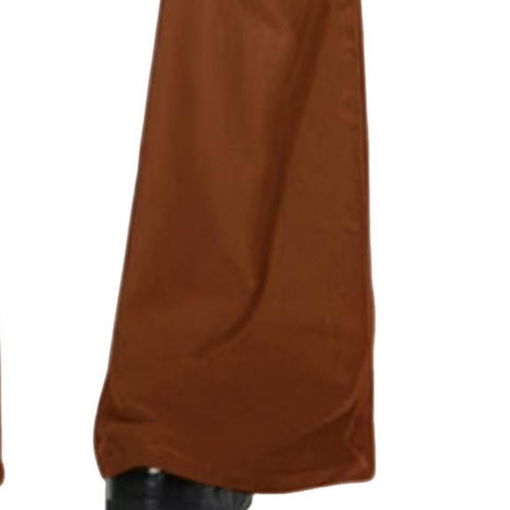 Calças masculinas boca de sino retrô calças masculinas de cor sólida de cintura média calças clássicas casuais dos anos 70 com zíper e boca de sino para homens