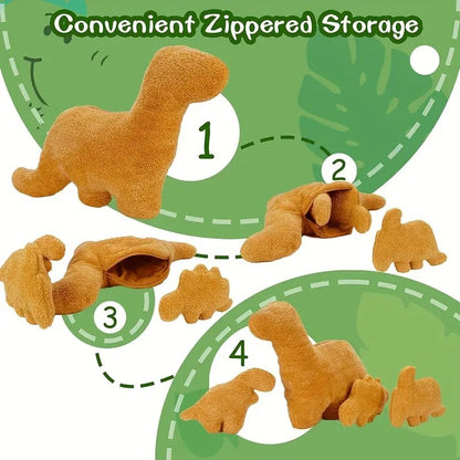 4pcs Large Dino Nugget Pillow Set Plush with Stuffed Animals Creative Dinosaur Theme Party Decoration Perfect for Christmas Gift