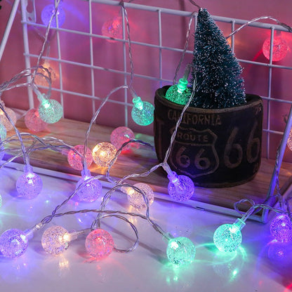 LED Crystal Ball String Lights Battery Power Romantic Bubble Ball Light String Indoor Garden Party Christmas Festival Decoration