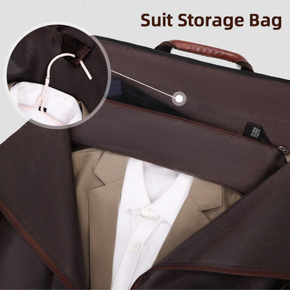 Vintage Suit Travel Bag with Large Capacity Waterproof PU Fabric Independent Shoe Case for Business Trip Suit Protection Bag