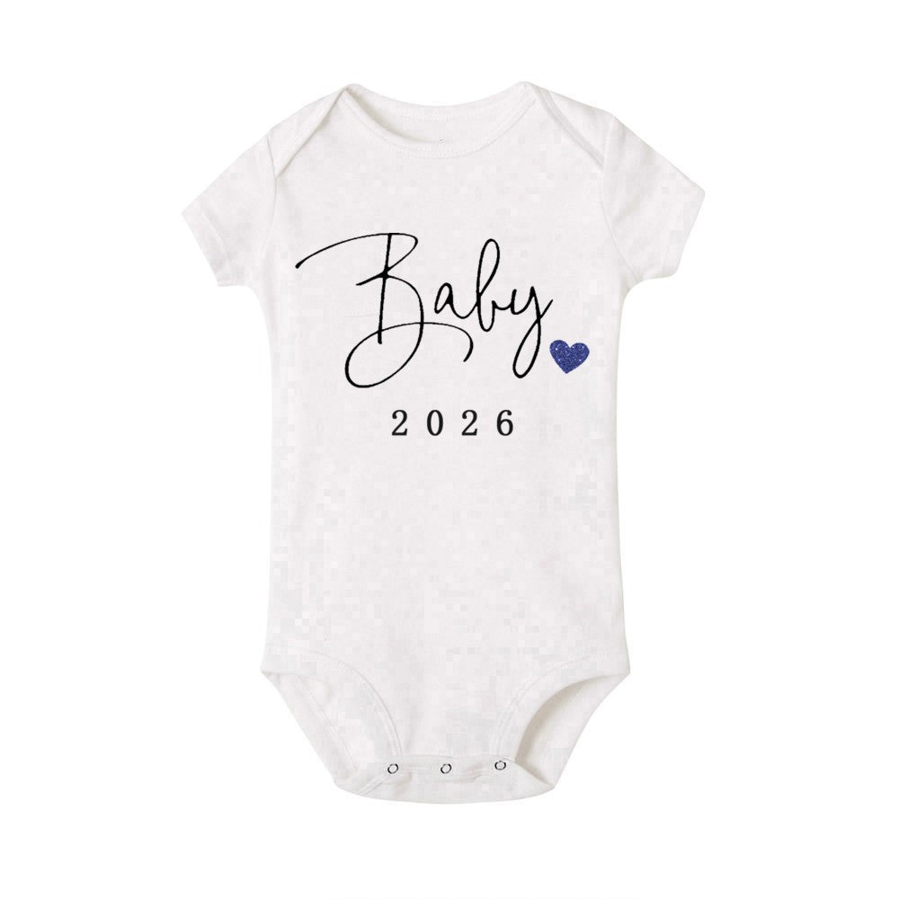 Baby 2026 Print Baby Romper Pregnancy Announcement Newborn Bodysuits Cotton Summer Boys Girls Romper Jumpsuit Clothes Outfit
