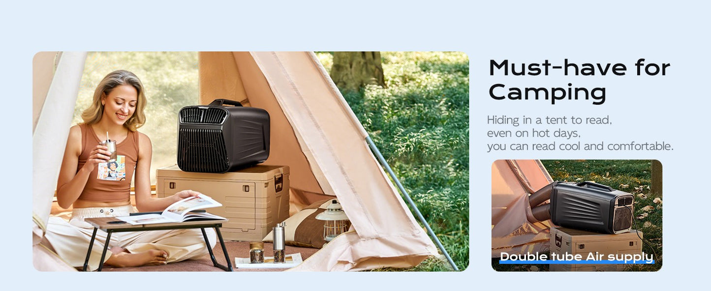 5200BTU Portable Tent Air Conditioner,500W Low-Power Quiet AC for Camping,RV,Truck,Garage & Pet Cooling Indoor & Outdoor Use