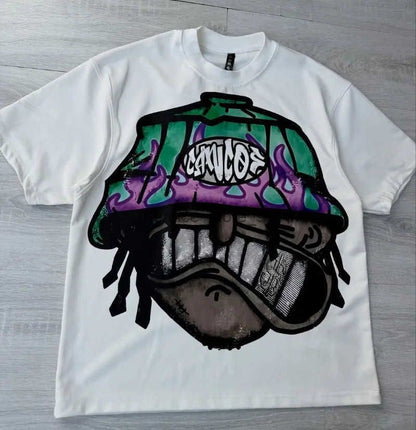 Y2k Harajuku Streetwear Men and Women Short Sleeved Fashion New Cartoon Print Design Shirt Retro Hip Hop Trend Oversized T-Shirt