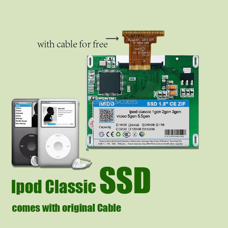 Ipod Classic SSD 128GB Compatível Com Ipod Video Gen5/Ipod Classic 6ª 7ª Geração Disco Rígido Sólido Direto da Fábrica Armazenamento Recolhido