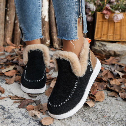 2024 Hot Sale Women Shoes Sleeve Women's Boots Winter Round Toe Plush Fleece for Warmth Short Barrel Flat Large Size Snow Boots