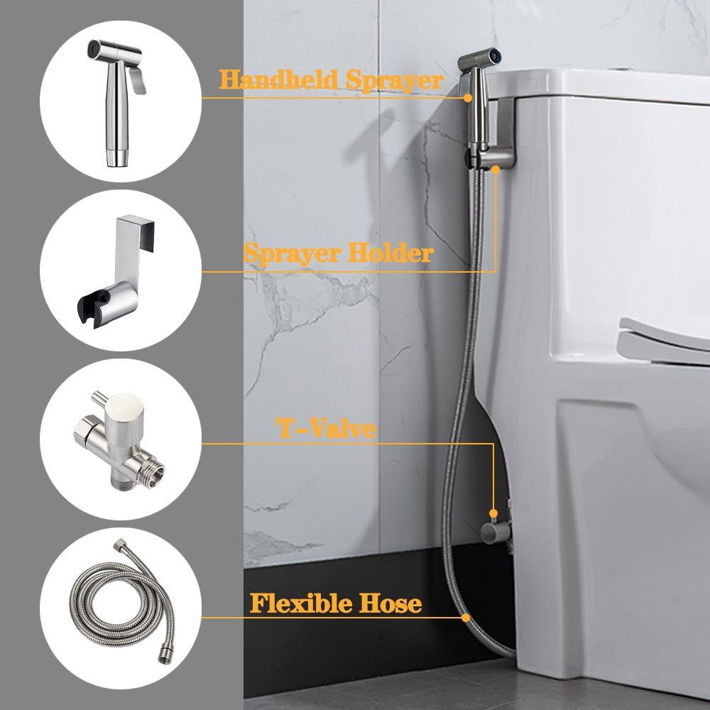 Handheld Toilet Bidet Sprayer Set Kit Stainless Steel Hand Bidet faucet for Bathroom Hand Sprayer Shower Head Self Cleaning