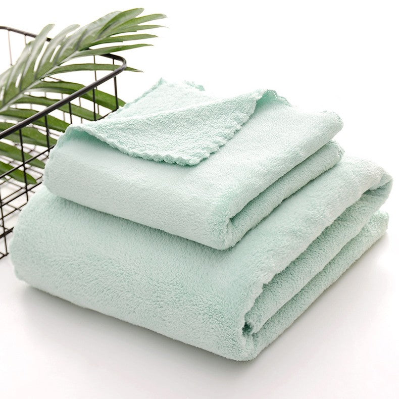 2PC Bath Towels Set Super Soft Highly Absorbent Quick-drying Coral Velvet Bath Towel For Adults Hotel & Spa Use