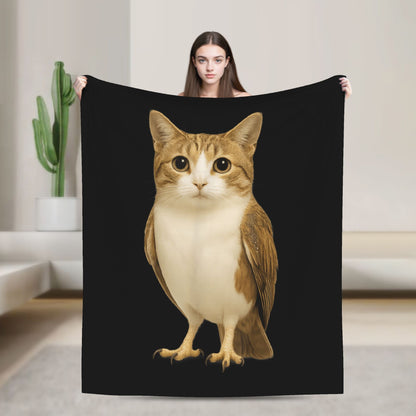 Minha Coberta Engraçada do Meme "Meowl" de Animal Espiritual, Super Quente, Gato, Coruja, Meme, "Brainrot", Manta para Viagem de Inverno, Sofá, Cama, Colcha