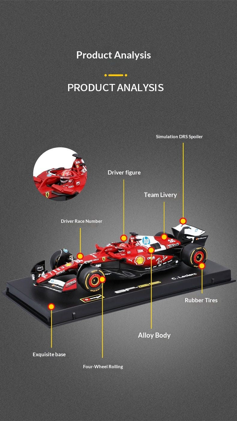 2025 Bburago 1:43 Ferrari SF-25 F1 16# Charles Leclerc 44# Lewis FORMULA1 Carro de Liga em Miniatura Diecast Modelo de Coleção Brinquedos Presente