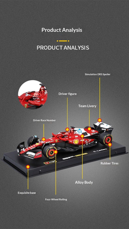 2025 Bburago 1:43 Ferrari SF-25 F1 16# Charles Leclerc 44# Lewis FORMULA1 Carro de Liga em Miniatura Diecast Modelo de Coleção Brinquedos Presente