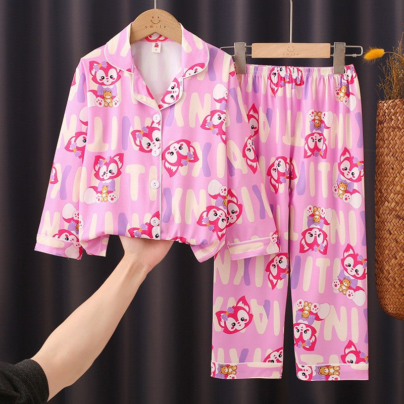 Lovely Melody Children Pajama Sets Cartoon Print Loose Soft Kids Sleepwear Suit Breathable Comfortable Nightdress Autumn Winter