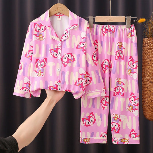 Lovely Melody Children Pajama Sets Cartoon Print Loose Soft Kids Sleepwear Suit Breathable Comfortable Nightdress Autumn Winter