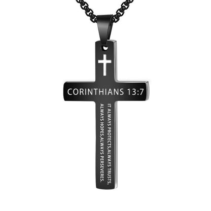 Colar Masculino Minimalista Aço Inoxidável Cruz de Jesus para Homem