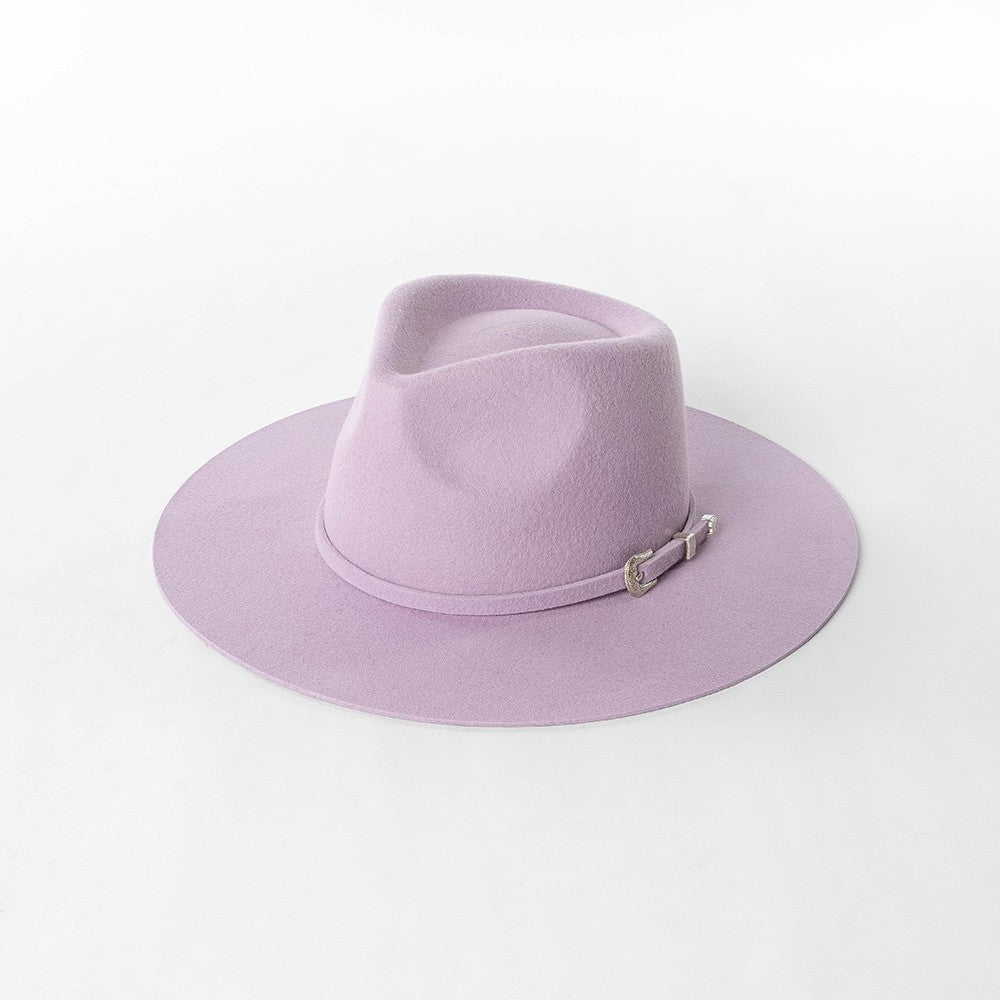 Chapéu Fedora de Feltro 100% Lã Australiana com cinto de feltro e aba larga de design moderno