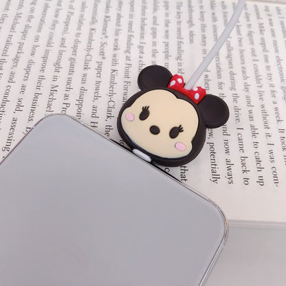 Disney Anime Mickey Mouse Charger Cable Protector Kawaii Stitch Minnie Usb Data LineHead Protection Cover Gifts