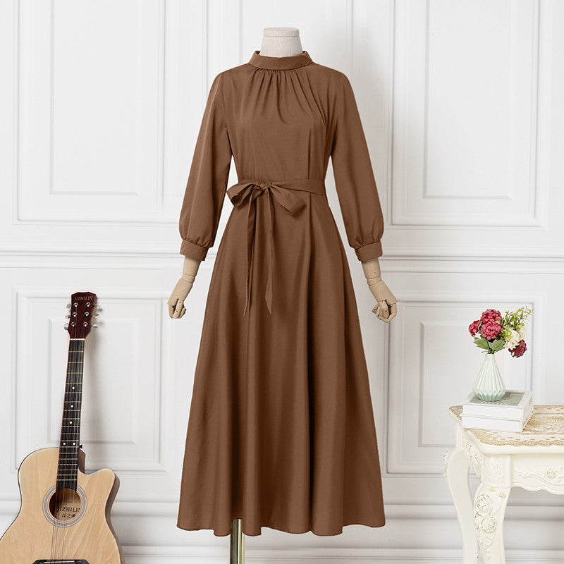 ZANZEA Women Long Sleeve A-line Sundress Spring Long Dress Autumn Solid Party Holiday Maxi Dresses Vestidos Femme Vintage Robe