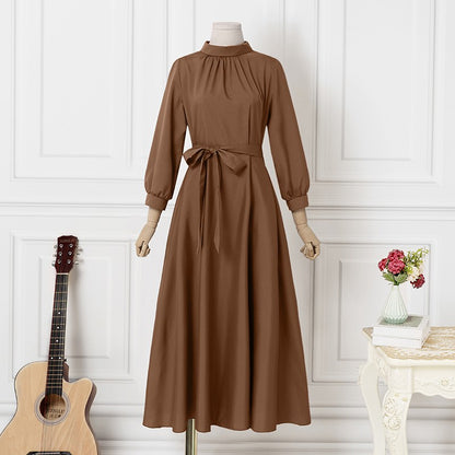 ZANZEA Women Long Sleeve A-line Sundress Spring Long Dress Autumn Solid Party Holiday Maxi Dresses Vestidos Femme Vintage Robe