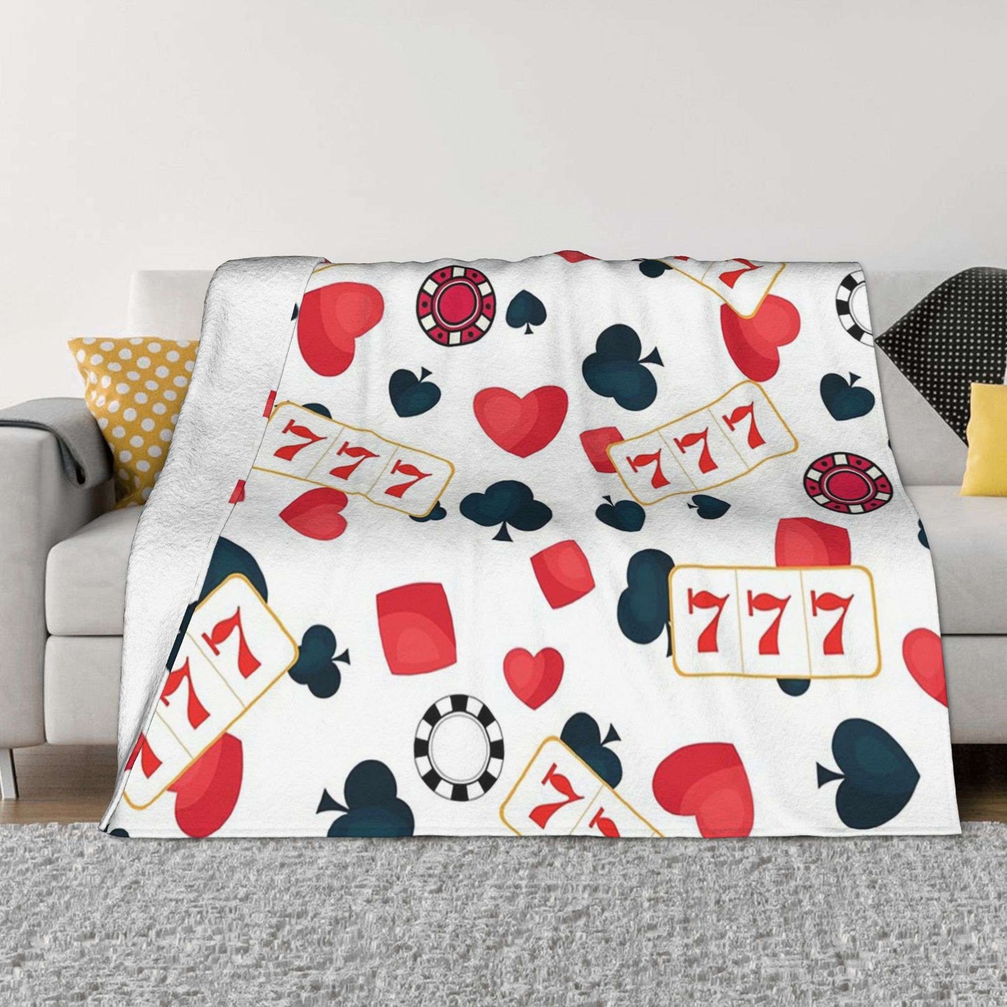Poker Slot Machine Pattern 1 Blankets Warm Flannel Sofa Throw Blanket for Couch Bedding Outdoor Throws Bedspread Quilt