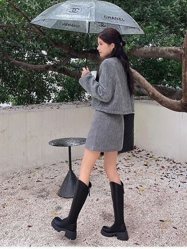 Real Soft Leather Boots 2025 Autumn And Winter New Knight Boots Height Increasing And Slimming Boots Thick Soled High Boots Long