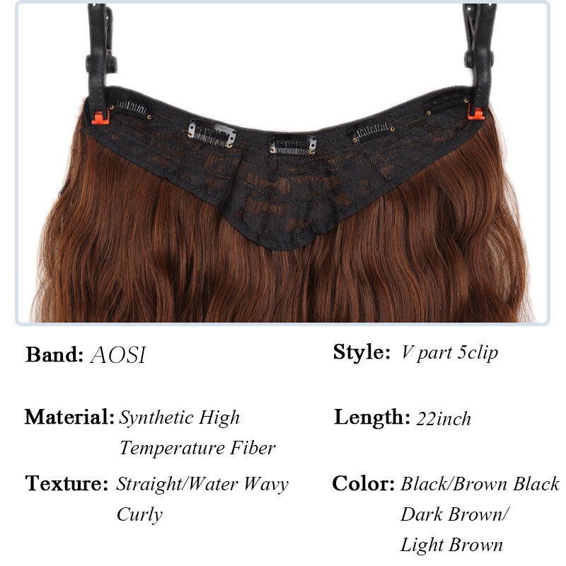 Cabelo Sintético Extensões de Cabelo Falsas Tic-Tac Postiço Meia Peruca em V Extensão Ondulada Natural Fios Falsos em Grampos Mulheres