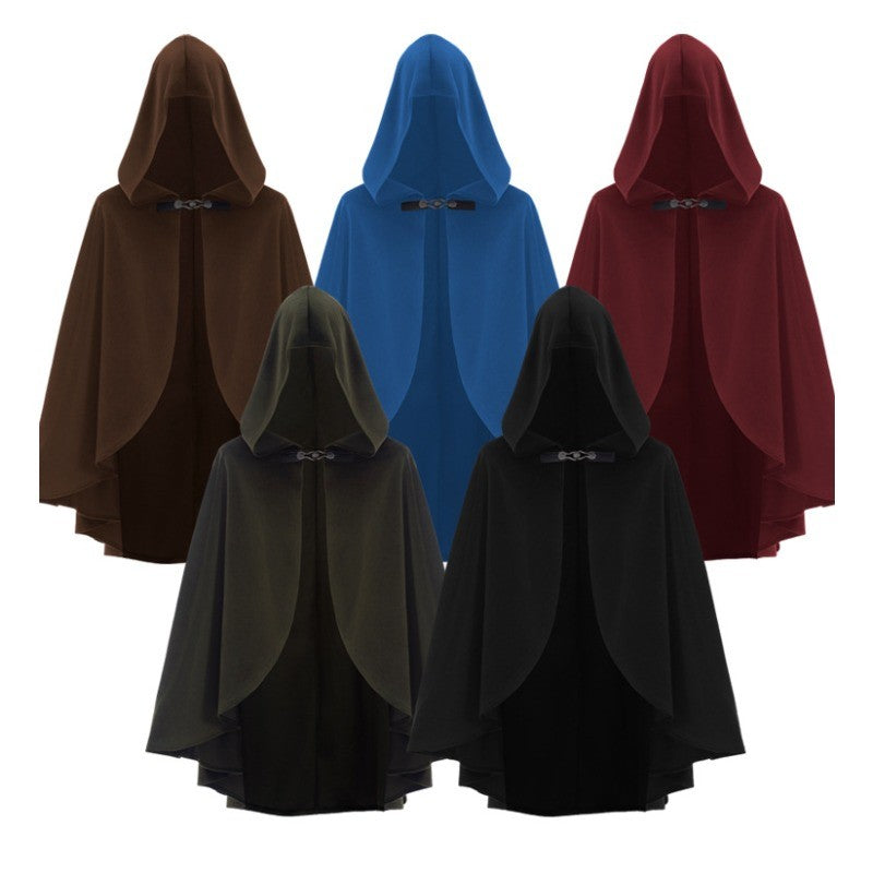 Medieval Retro Hooded Cloak Halloween Grim Reaper Wizard Cosplay Cloak Versatile Costume Accessory Cosplay Costume for Women Men