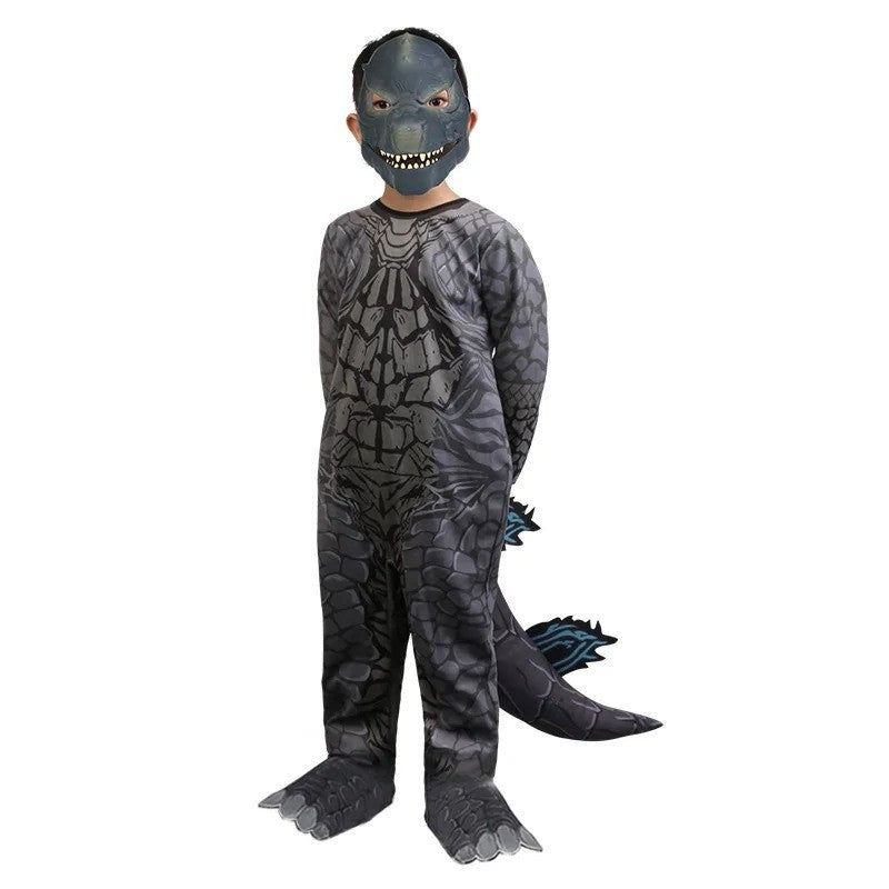 Monster Cosplay Animal Costume Dinosaur Halloween Bodysuit  Kid Boys Girl Funny Jumpsuit Carnival For Toddler Child Catsuit+Mask