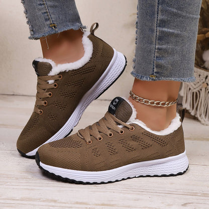 Winter fashion plush walking flats, women's casual shoes sports shoes