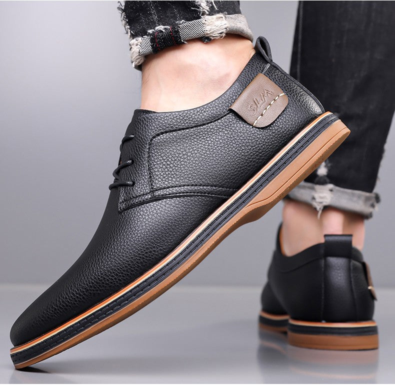 Men's Casual Business Leather Shoes Men Fashion Lace-up Derby Shoe Mens Light Comfortable Outdoor Driving Flats