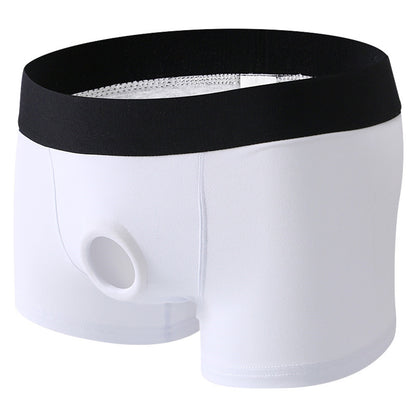 CLEVER-MENMODE Men Underpants Penis Open Pouch Hole Boxer Shorts Cockring Panties Cotton Underwear Boxershorts hombre