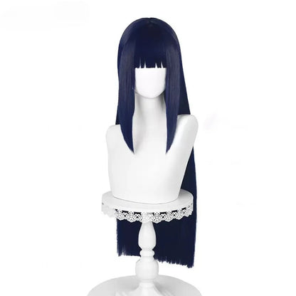 Synthetic Wig New! Anime Hyuga Hinata Straight Synthetic Hair Neat Bang Cosplay Wigs