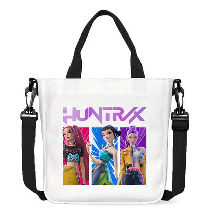 Kawaii KPop Demon Hunters Fashion Shoulder Bag Cartoon Handbag Large Capacity Crossbody Bag Portable Canvas Storage Bags Gift