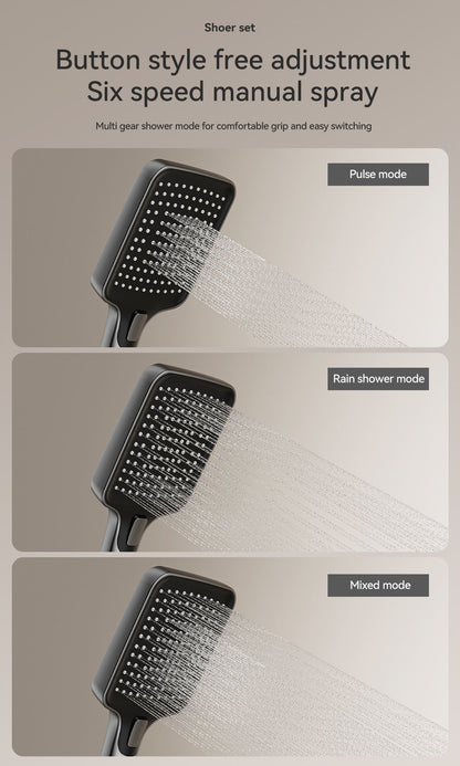 Household Aluminum Shower System Set Multifunction Rotary Knob Hot and Cold Water Pressurize Bathroom Gunmetal Gray Shower Set