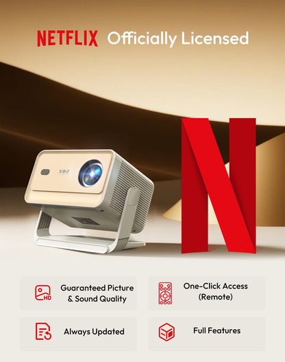 Projetor XGODY N6 Pro Netflix Oficial 4K Controle de Voz Smart Android TV Whale OS 8/32GB ROM para Filmes ao Ar Livre Home Theater