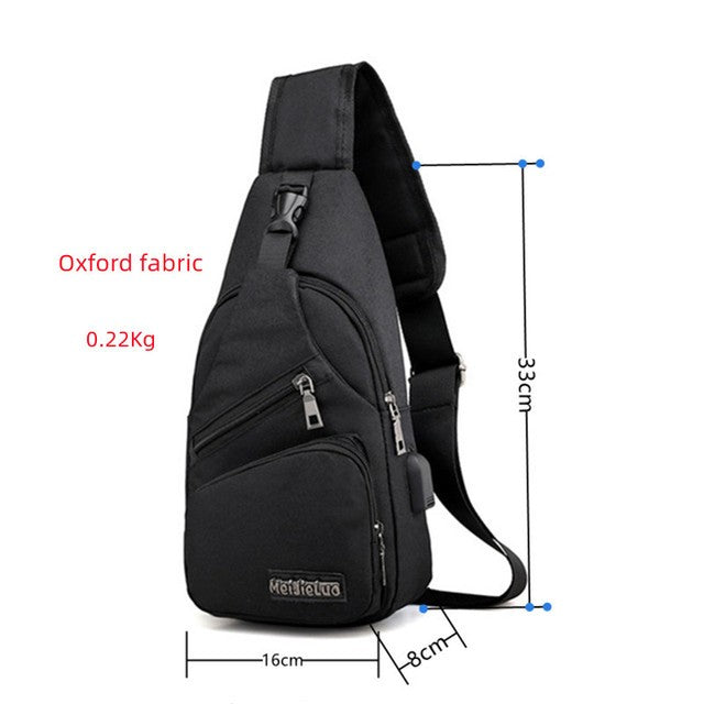2023 Men's Chest Bag Waterproof Crossbody Bag Multifunction Anti-theft Travel Bags Shoulder Bag Male USB Charging Pouch for Man