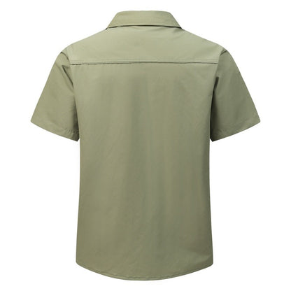 Summer Men Short Sleeve Cargo Breathable Shirt Man Casual Tactic Military Shirts Men Multi Pocket Outdoor Hike Safari Work Shirt