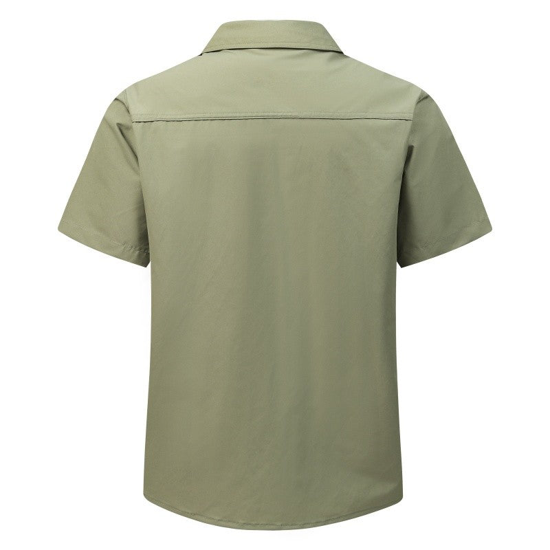 Summer Men Short Sleeve Cargo Breathable Shirt Man Casual Tactic Military Shirts Men Multi Pocket Outdoor Hike Safari Work Shirt