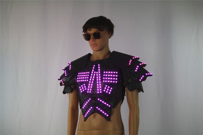 Men's Luminous Clothing Night Show Props Halloween LED Luminous Armor Stage COSPLAY Fluorescent Party Vest